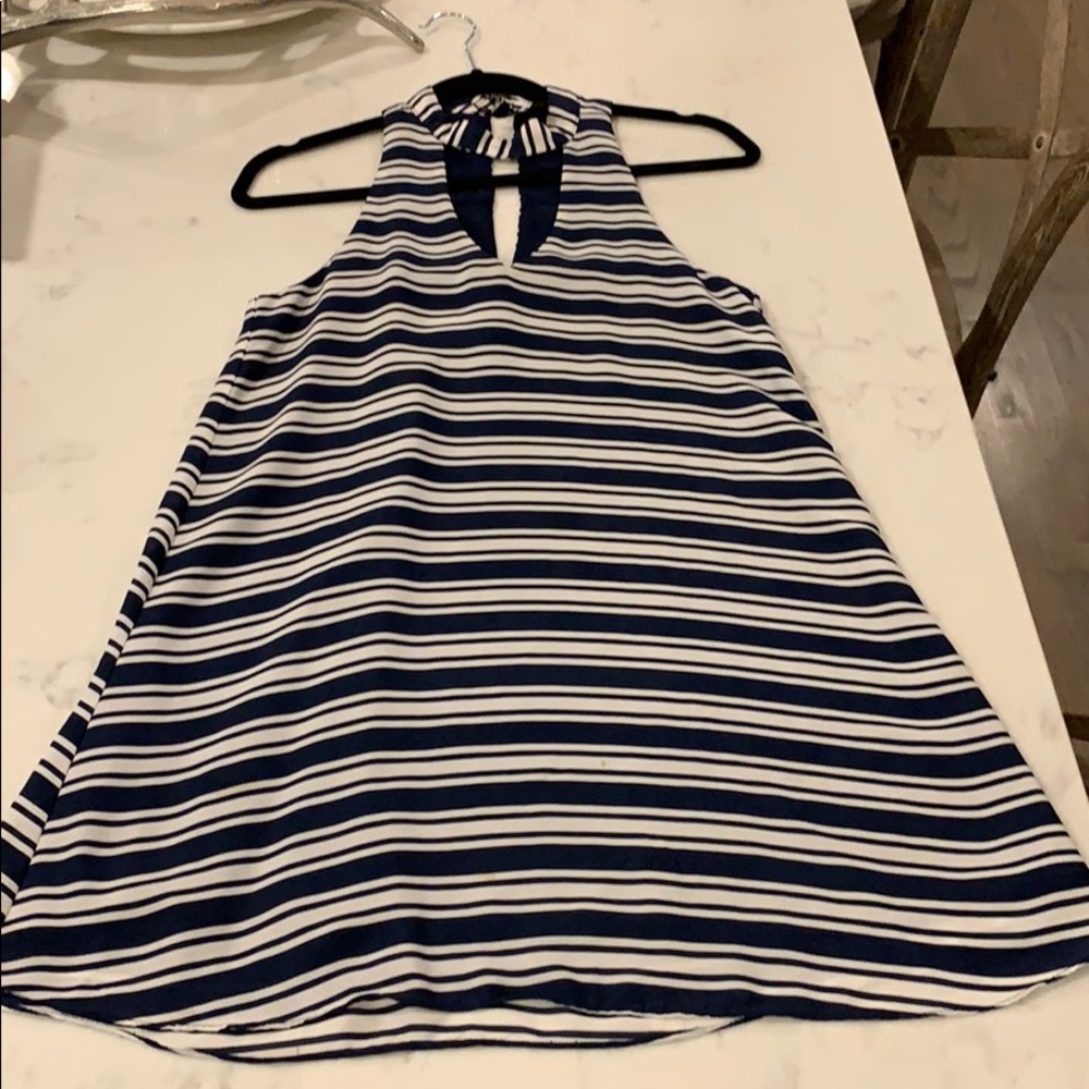 Lulu navy and white striped halter dress